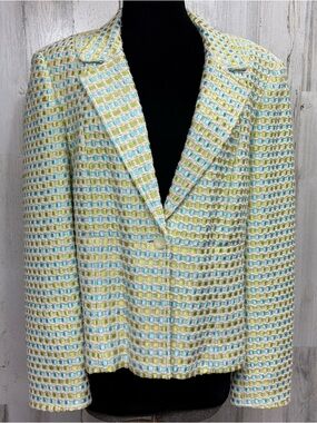 Talbots Vintage Pastel Silk Blend Ribbon Tweed Blazer Jacket